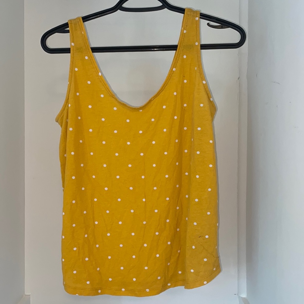 Old Navy Yellow Tank Top with white polka dots